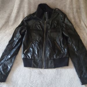 Xhilartion black faux leather jacket size S